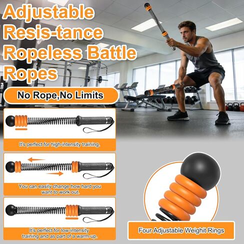 Ropeless Battle Ropes with Adjustable Weights Battle Ropes for Home Gym Exercise, Weighted Workout Equipment for Low-Impact, Strength & HIIT, for Men & Women in Saudi Arabia