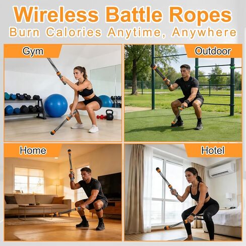 Ropeless Battle Ropes with Adjustable Weights Battle Ropes for Home Gym Exercise, Weighted Workout Equipment for Low-Impact, Strength & HIIT, for Men & Women in Saudi Arabia