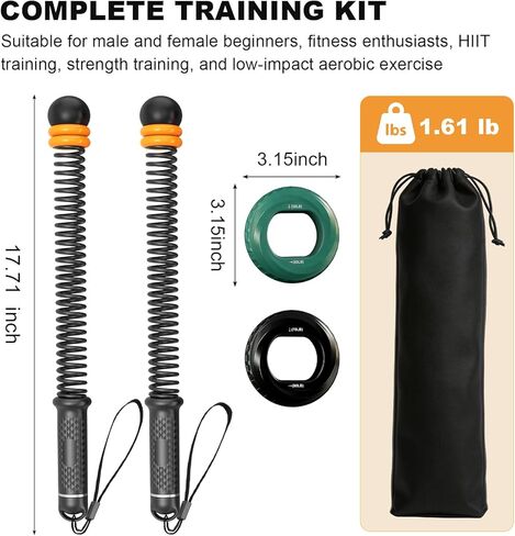 حبال معركة مرجحة بدون حبال، حبال معركة لاسلكية قابلة للتعديل لصالة الألعاب الرياضية المنزلية مع مقويات للقبضة، حبل تمرين للتمرين منخفض التأثير، القوة وHIIT، عصي حبل المعركة للرجال والنساء in Kuwait