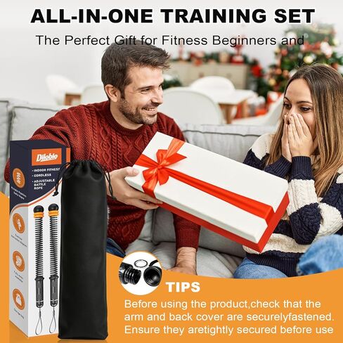 حبال معركة مرجحة بدون حبال، حبال معركة لاسلكية قابلة للتعديل لصالة الألعاب الرياضية المنزلية مع مقويات للقبضة، حبل تمرين للتمرين منخفض التأثير، القوة وHIIT، عصي حبل المعركة للرجال والنساء in Kuwait