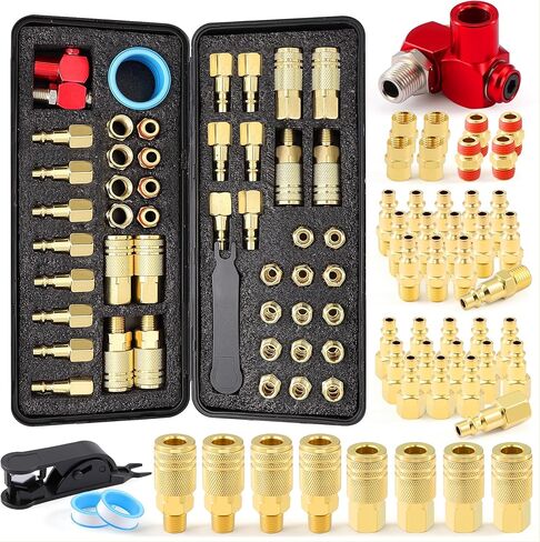 54Pcs 1/4" Quick Connect Air Hose Fittings,1/4" NPT Air Compressor Tool Fittings with Swivel Air Fittings in Kuwait