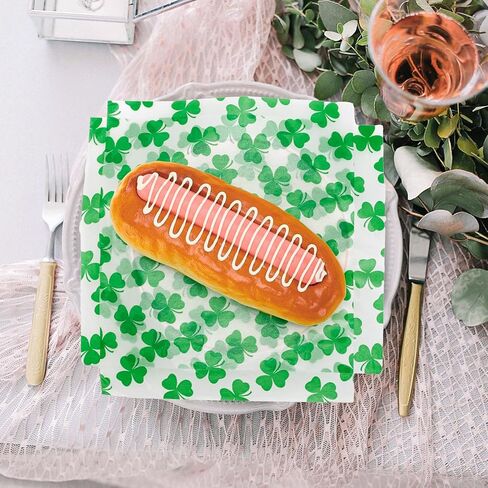 150 Sheets Shamrock Deli Paper, 9.8 x 8.3in St.Patrick's Day Clover Grease Proof Food Grease Resistant Paper Liners Greaseproof Food Wax Paper for Irish Home Kitchen Decor in Kuwait