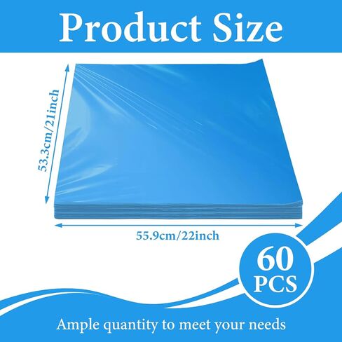 60 عبوة من بطانات اللحوم للاستعمال مرة واحدة، بطانات بلاستيكية من البولي إيثيلين بسمك 2.5 مل لمعالجة اللحوم وخلطها ونقلها، أكياس مسطحة مفتوحة مقاس 21 بوصة × 22 بوصة لسهولة التنظيف (أزرق) in Kuwait