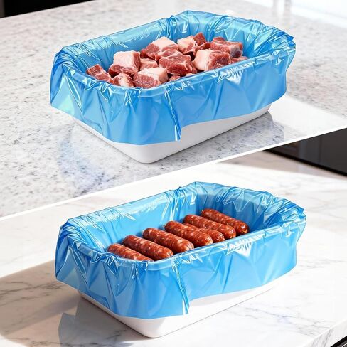 60 عبوة من بطانات اللحوم للاستعمال مرة واحدة، بطانات بلاستيكية من البولي إيثيلين بسمك 2.5 مل لمعالجة اللحوم وخلطها ونقلها، أكياس مسطحة مفتوحة مقاس 21 بوصة × 22 بوصة لسهولة التنظيف (أزرق) in Kuwait