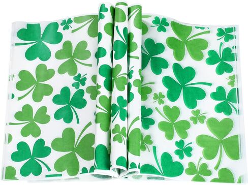 Honeydak 150 Pcs St. Patrick's Day Wax Paper Sheets Shamrock Clover Deli Tissue Paper Green Sandwich Wrapping Sheets Grease Resistant Fast Food Liners for BBQ Kitchen Party Supplies(Artsy Style) in Saudi Arabia