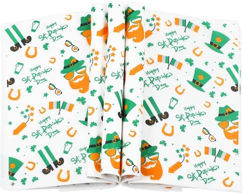 Honeydak 150 Pcs St. Patrick's Day Wax Paper Sheets Shamrock Clover Deli Tissue Paper Green Sandwich Wrapping Sheets Grease Resistant Fast Food Liners for BBQ Kitchen Party Supplies(Artsy Style) in Saudi Arabia