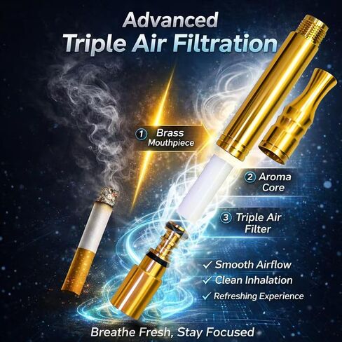 Smoking Cessation Treatments - Quit Bad Habit Air Device Built-in Filter Holder Fits Slim 12pcs Natural Flavor, Upgraded Version Smokeless Inhaler, Hand to Mouth Habit Support with Natural Scents in Kuwait