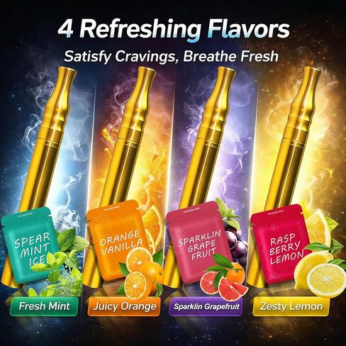 Smoking Cessation Treatments - Quit Bad Habit Air Device Built-in Filter Holder Fits Slim 12pcs Natural Flavor, Upgraded Version Smokeless Inhaler, Hand to Mouth Habit Support with Natural Scents in Kuwait