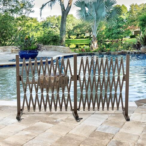 Extendable Aluminum Fence, Portable Barricade Gate with Casters, Max Expansion Size 201"×15.2"×40.6", Flexible Fence Mobile Barricade Safety Barrier, Pet Fence Gate Adjustable in Saudi Arabia