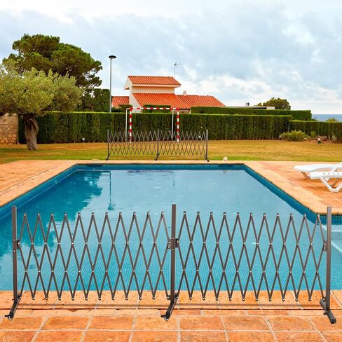 Extendable Aluminum Fence, Portable Barricade Gate with Casters, Max Expansion Size 201"×15.2"×40.6", Flexible Fence Mobile Barricade Safety Barrier, Pet Fence Gate Adjustable in Saudi Arabia