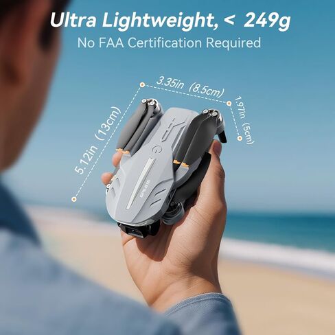 طائرة بدون طيار مع كاميرا 4K للبالغين - B16 GPS أقل من 250 جرام، محرك بدون فرشاة، طائرة رباعية RC خفيفة الوزن وقابلة للطي للمبتدئين، هدية عيد ميلاد، رحلة طويلة 50 دقيقة in Kuwait