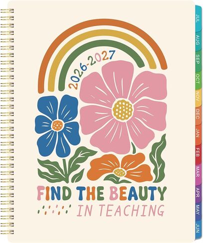 Teacher Planner 2025-2026 - Teacher Lesson Planners 2025-2026 from July 2025- June 2026, Academic Planner for School Year with Colorful Tabs and Inner Pocket, 8.5" x 11" in Kuwait