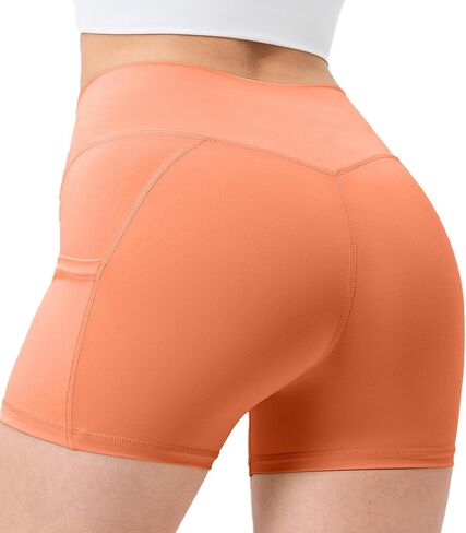 Biker Shorts Women with Pockets-High Waisted Yoga Spandex Shorts Running 4" Control Tummy Soft Workout Gym Shorts in Saudi Arabia