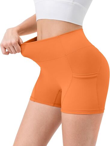 Biker Shorts Women with Pockets-High Waisted Yoga Spandex Shorts Running 4" Control Tummy Soft Workout Gym Shorts in Saudi Arabia