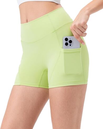 Biker Shorts Women with Pockets-High Waisted Yoga Spandex Shorts Running 4" Control Tummy Soft Workout Gym Shorts in Saudi Arabia