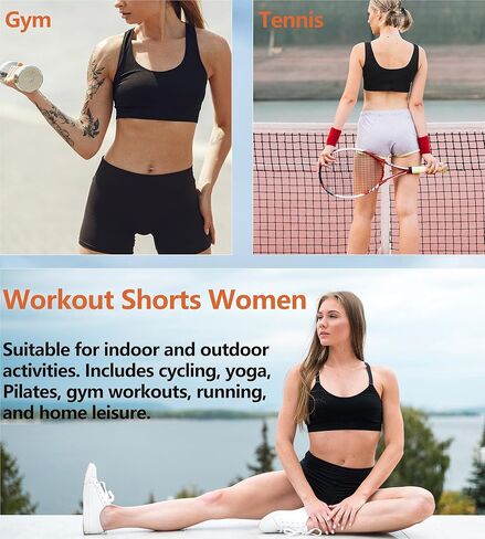 Biker Shorts Women with Pockets-High Waisted Yoga Spandex Shorts Running 4" Control Tummy Soft Workout Gym Shorts in Saudi Arabia