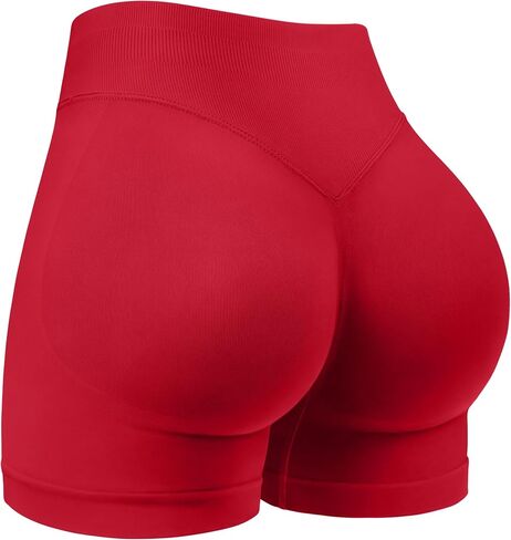 شورت نسائي عالي الخصر للتمرين، شورت رياضي للياقة البدنية واليوجا بدون خياطة in Kuwait