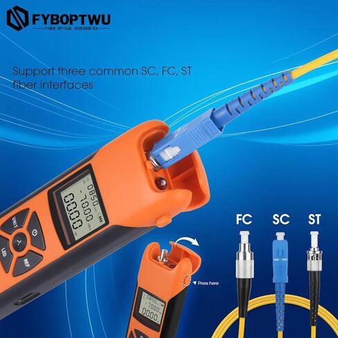 Rechargeable Optic Power Meter -70~+10 dBm Fiber Light Meter for Testing 9 Calibrated Wavelengths Compact Size (4.9in*1.3in), Continuous use for 20 Hours in Saudi Arabia
