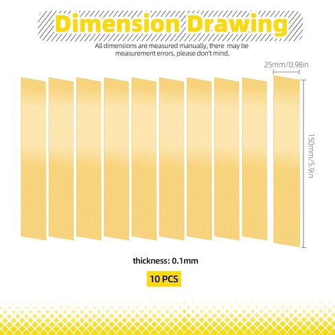 10PCS Brass Strip, 1" Width x 6" Length 0.004" Thickness Brass Shim Stock, Metal Shim Stock for Jewelry, Electrical, Industry in Kuwait