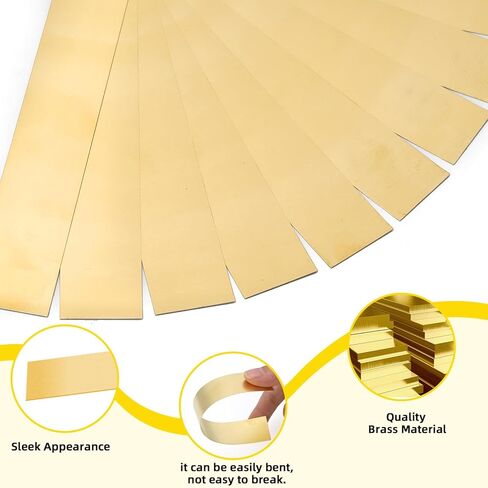 10PCS Brass Strip, 1" Width x 6" Length 0.004" Thickness Brass Shim Stock, Metal Shim Stock for Jewelry, Electrical, Industry in Kuwait