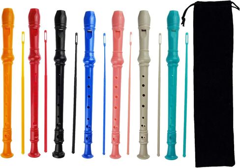 7 Pack German Style 8 Hole-3 Piece Descant Soprano Recorders with Cleaning Rod, Black Storage Bag, ABS Material (7 Colors) in Saudi Arabia