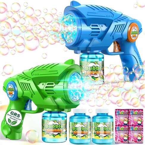 Bubble Gun Machine for Kids 4-8: 2-Pack Automatic Bubble Guns with 2 Bottles Refill Solution - Summer Outdoor Toys Bubble Blaster Maker Blower for Easter Party in Kuwait