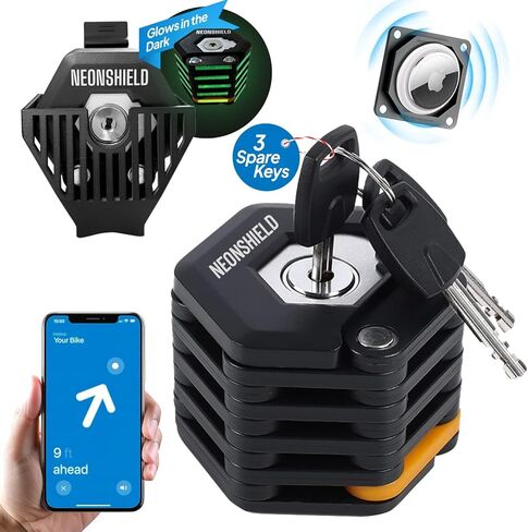 Folding Bike Chain Lock, Heavy Duty Alloy Steel, Bicycle Foldable Lock with Mounting Bracket, Anti-Theft Strong Security, with 3 Keys, Glow-in-The-Dark, Compartment, 79cm/31inch in Saudi Arabia
