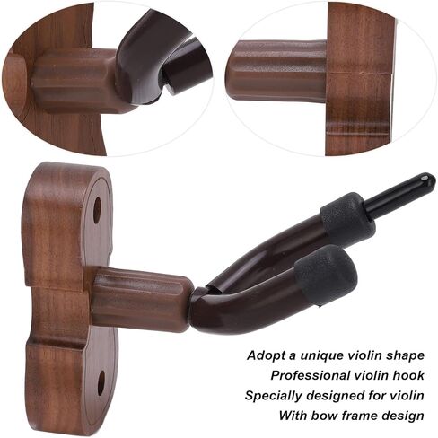 SUNGOOYUE Violin Shaped Wall Mount Hanger, Black Walnut Wood, with Bow Frame and Protective Pad for Home Studio, Classroom Display in Saudi Arabia