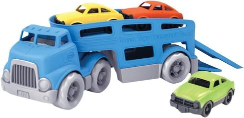 Green Toys Car Carrier, Blue - Pretend Play, Motor Skills, Kids Toy Vehicle. No BPA, phthalates, PVC. Dishwasher Safe, Recycled Plastic, Made in USA (4 Piece Set) in Kuwait