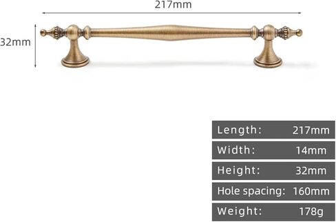 Retro Solid Antique Brass Drawer Long Handle Creamy Style Cabinet Pull 1Pcs(5-L-217mm-160mm) in Kuwait