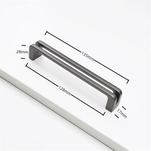 Cabinet Door Handles Zinc Alloy Solid Wardrobe Drawer Pulls Furniture Handle Hardware 1Pcs(Space-gray-C128mm) in Kuwait