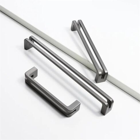 Cabinet Door Handles Zinc Alloy Solid Wardrobe Drawer Pulls Furniture Handle Hardware 1Pcs(Space-gray-C128mm) in Kuwait