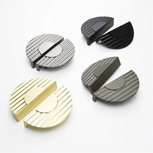 Semicircle Solid Cabinet Handles Zinc Alloy Wardrobe Door Kitchen Closet and Drawer 1Pcs(Brushed-Copper-C64mm) in Kuwait