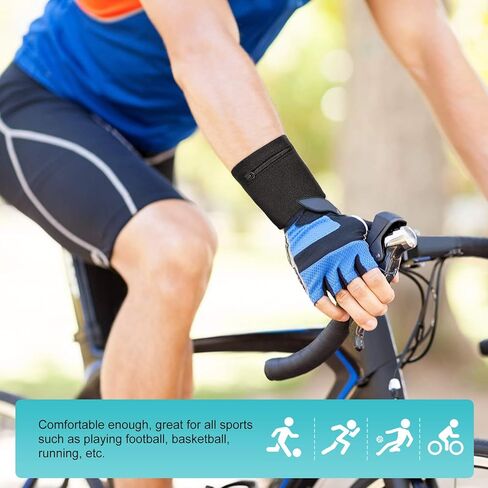 Alomejor Wrist Wallet Sweatband with Zipper, Cotton, Black/Blue/Red/White, 3.2x3.2 in, for Running and Sports in Kuwait