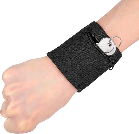 Alomejor Wrist Wallet Sweatband with Zipper, Cotton, Black/Blue/Red/White, 3.2x3.2 in, for Running and Sports in Kuwait