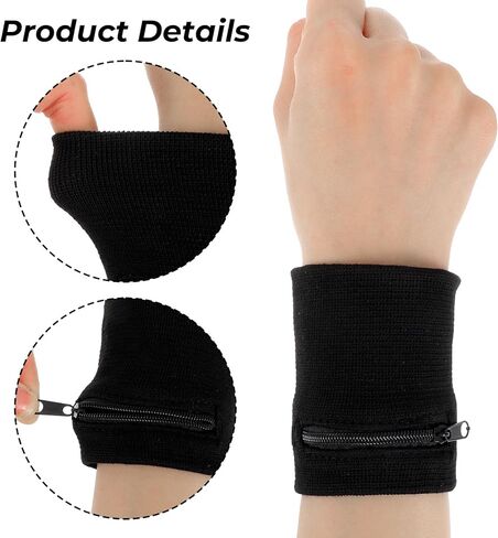 4 Pcs Wrist Wallet for Women with 2 Pcs Head Sweat Bands, 3.35in Zippered Wrist Wallets for Running, Jogging, Hiking Basketball, Key Card Holder, Nylon & Spandex for 7-8in Wrist Circumferen in Saudi Arabia
