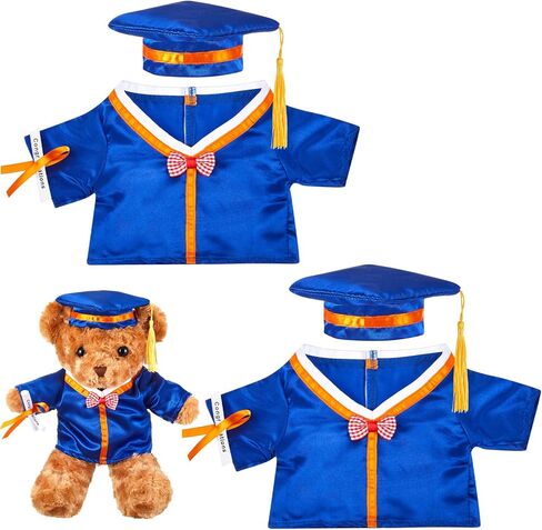 Ramede 2 Sets/ 4 Pcs Graduation Bear Clothes Cap and Gown Outfit Fits Most 14-18 Inch Bear Plush Stuffed Animal Clothes Outfit Class of 2024 Graduation Gifts Doll Clothes(Black) in Kuwait