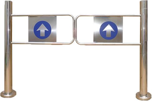 بوابة متأرجحة أوتوماتيكية متينة من الفولاذ المقاوم للصدأ - باب معدني آمن في اتجاه واحد لمحلات السوبر ماركت والمستودعات ومراكز التسوق والملاعب (فضي، 80 × 97 سم) - وصول للمشاة in Kuwait