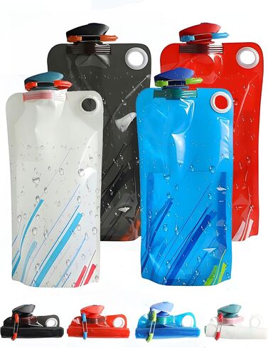 4 Pack Collapsible Water Bottle with Carabiner, 23oz Foldable Reusable BPA-Free Water Bottles with Leakproof Lid for Traveling Hiking Camping Biking in Saudi Arabia