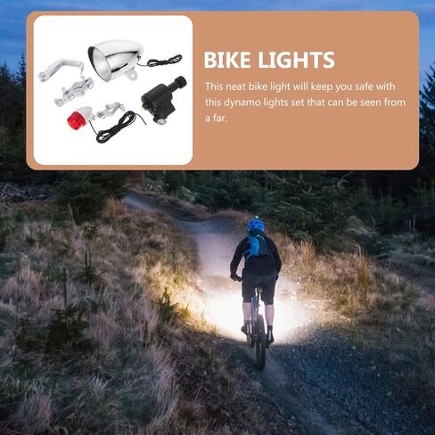 Bicycle Light Set Battery-Free Friction Generator Bike Light Kit Waterproof Headlight TailLight for Mountain Motorized Bicycle Vintage RoadBike in Saudi Arabia