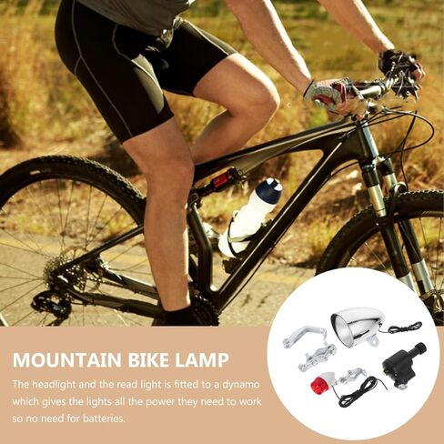 Bicycle Light Set Battery-Free Friction Generator Bike Light Kit Waterproof Headlight TailLight for Mountain Motorized Bicycle Vintage RoadBike in Saudi Arabia