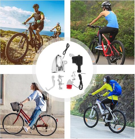 Bicycle Light Set Battery-Free Friction Generator Bike Light Kit Waterproof Headlight TailLight for Mountain Motorized Bicycle Vintage RoadBike in Saudi Arabia