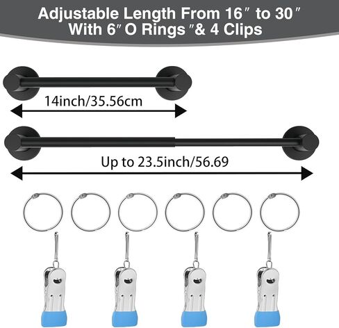 حامل مغناطيسي عالي التحمل، منظم مخطط مرساة، عرض تقويم قابل للتعديل للمعلمين، قضيب من الفولاذ المقاوم للصدأ باللون الأسود مقاس 14 بوصة - 30 بوصة مع 6 حلقات و4 مشابك للفصول الدراسية والمنزل والمطبخ (أسود) in Kuwait