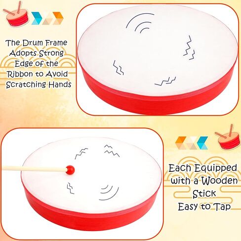 7 Pack Hand Drums Set 12 10 8 7 6 5 4 Inch Wood Frame Drum with Drumsticks Percussion Instruments for Kids Adults School Church Party Gifts in Saudi Arabia
