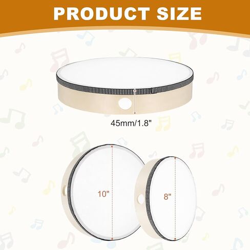 MECCANIXITY 1 Pcs Hand Drum Music Percussion 10 Inch Wood Frame Drum Set Musical Instrument for Musical Education Home Party Performance Supplies (Wood Color) in Kuwait