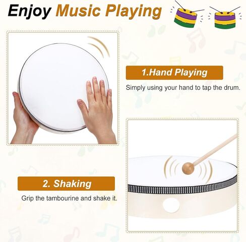 MECCANIXITY 1 Pcs Hand Drum Music Percussion 10 Inch Wood Frame Drum Set Musical Instrument for Musical Education Home Party Performance Supplies (Wood Color) in Kuwait