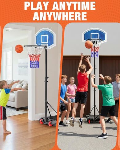 LED Portable Basketball Hoop for Teens, Adjustable Height 3.8 FT–7 FT Goal System, with Fillable Base & Wheels | Perfect for Driveway, Poolside, Garage & Night Training, Pool Basketball Hoop in Kuwait