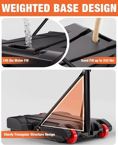 LED Portable Basketball Hoop for Teens, Adjustable Height 3.8 FT–7 FT Goal System, with Fillable Base & Wheels | Perfect for Driveway, Poolside, Garage & Night Training, Pool Basketball Hoop in Kuwait