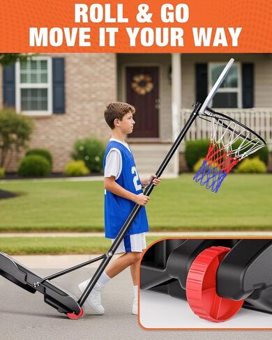 LED Portable Basketball Hoop for Teens, Adjustable Height 3.8 FT–7 FT Goal System, with Fillable Base & Wheels | Perfect for Driveway, Poolside, Garage & Night Training, Pool Basketball Hoop in Kuwait