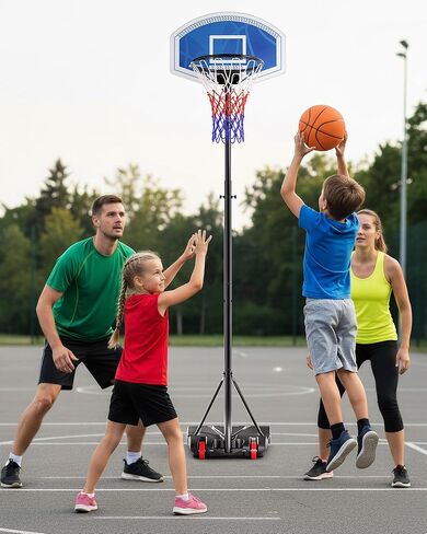 LED Portable Basketball Hoop for Teens, Adjustable Height 3.8 FT–7 FT Goal System, with Fillable Base & Wheels | Perfect for Driveway, Poolside, Garage & Night Training, Pool Basketball Hoop in Kuwait